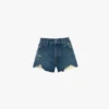 Pantalones cortos desgastados en lavado azul medio Pantalones cortos desgastados en lavado azul medio