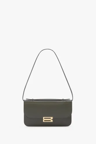 Pochette Dorian en piel de color oliva oscuro