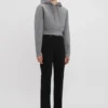 Sudadera con capucha corta y estructurada en gris jaspeado Sudadera con capucha corta y estructurada en gris jaspeado