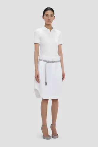 Top con cuello polo en blanco Top con cuello polo en blanco