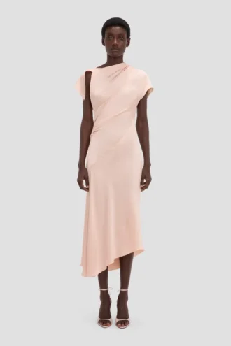 Vestido asimétrico con giro en color flor