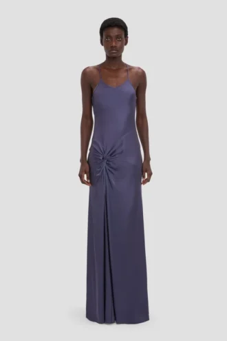 Vestido camisero drapeado en color Eclipse