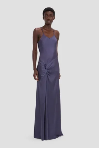 Vestido camisero drapeado en color Eclipse