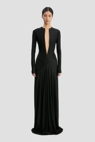 Vestido con aberturas en negro