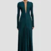 Vestido con aberturas en verde azulado oscuro Vestido con aberturas en verde azulado oscuro
