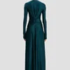 Vestido con aberturas en verde azulado oscuro Vestido con aberturas en verde azulado oscuro