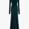 Vestido con aberturas en verde azulado oscuro Vestido con aberturas en verde azulado oscuro