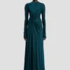 Vestido de cintura retorcida en verde azulado oscuro Vestido de cintura retorcida en verde azulado oscuro