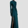 Vestido de cintura retorcida en verde azulado oscuro Vestido de cintura retorcida en verde azulado oscuro