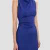 Vestido drapeado sin mangas en índigo brillante Vestido drapeado sin mangas en índigo brillante