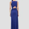 Vestido drapeado sin mangas en índigo brillante Vestido drapeado sin mangas en índigo brillante