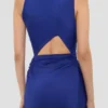 Vestido drapeado sin mangas en índigo brillante Vestido drapeado sin mangas en índigo brillante