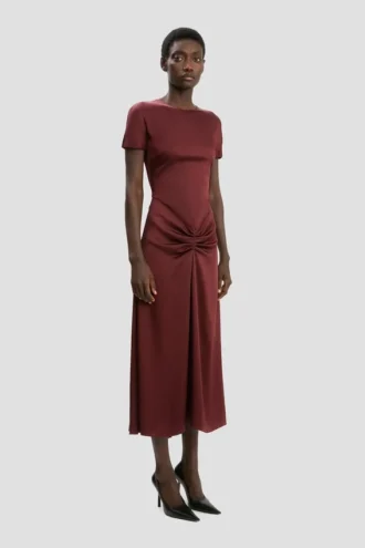 Vestido midi Blaire en rojo cinabrio