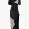 Vestido midi con abertura en el bajo y estampado floral azul marino oscuro Vestido midi con abertura en el bajo y estampado floral azul marino oscuro