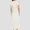 Vestido midi drapeado en color marfil Vestido midi drapeado en color marfil