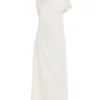 Vestido midi drapeado en color marfil Vestido midi drapeado en color marfil