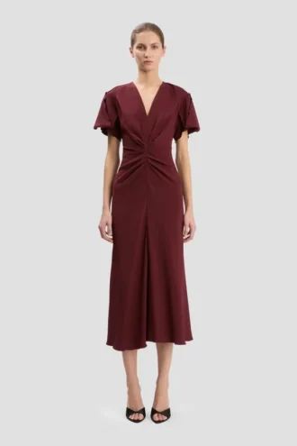 Vestido midi Eve en burdeos