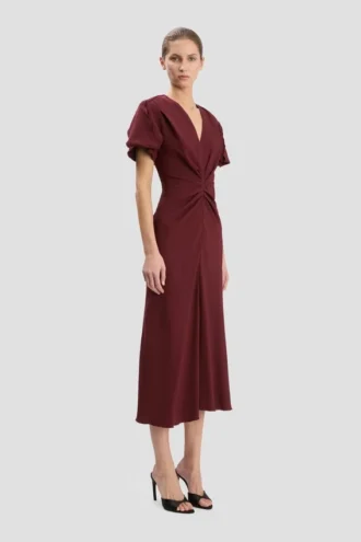 Vestido midi Eve en burdeos