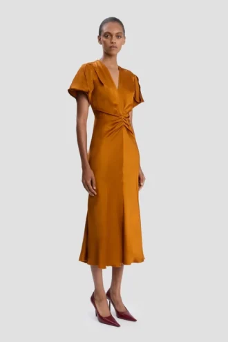 Vestido midi Eve en color bronce