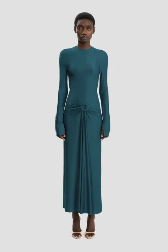Vestido midi Frances en verde azulado oscuro