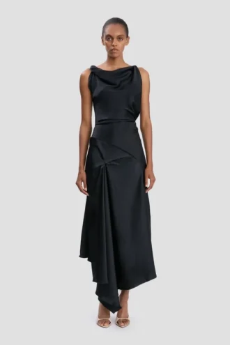 vestido midi Posy en azul marino