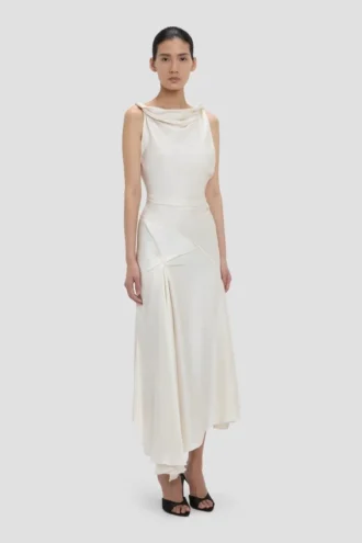 Vestido midi Posy en color marfil