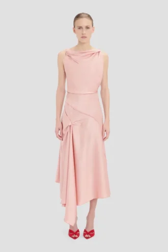 Vestido midi Posy en rosa empolvado Vestido midi Posy en rosa empolvado
