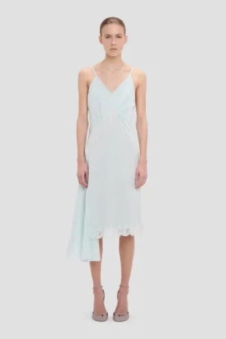 Vestido midi tipo camisola arrugado en color aguamarina Vestido midi tipo camisola arrugado en color aguamarina